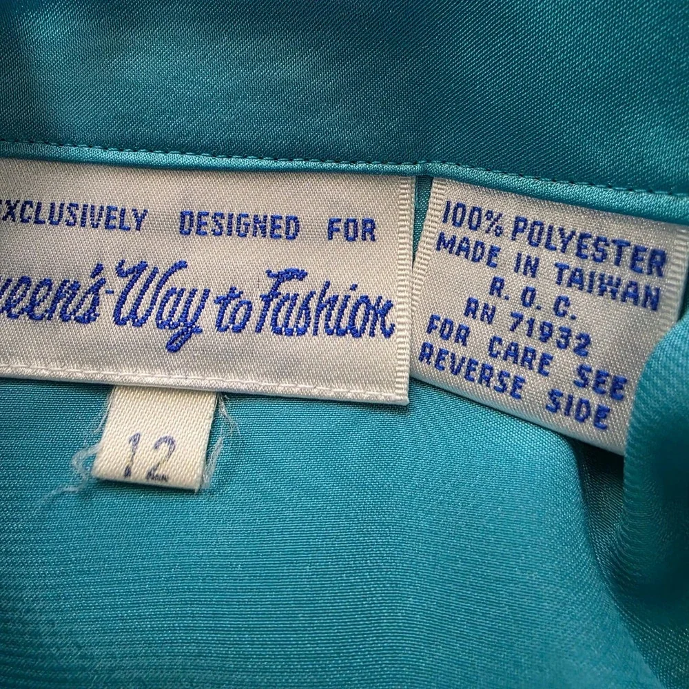 Vintage Satin Blouse Women 12 Blue‎ Shirt Top, Queens Way to Fashion GUC